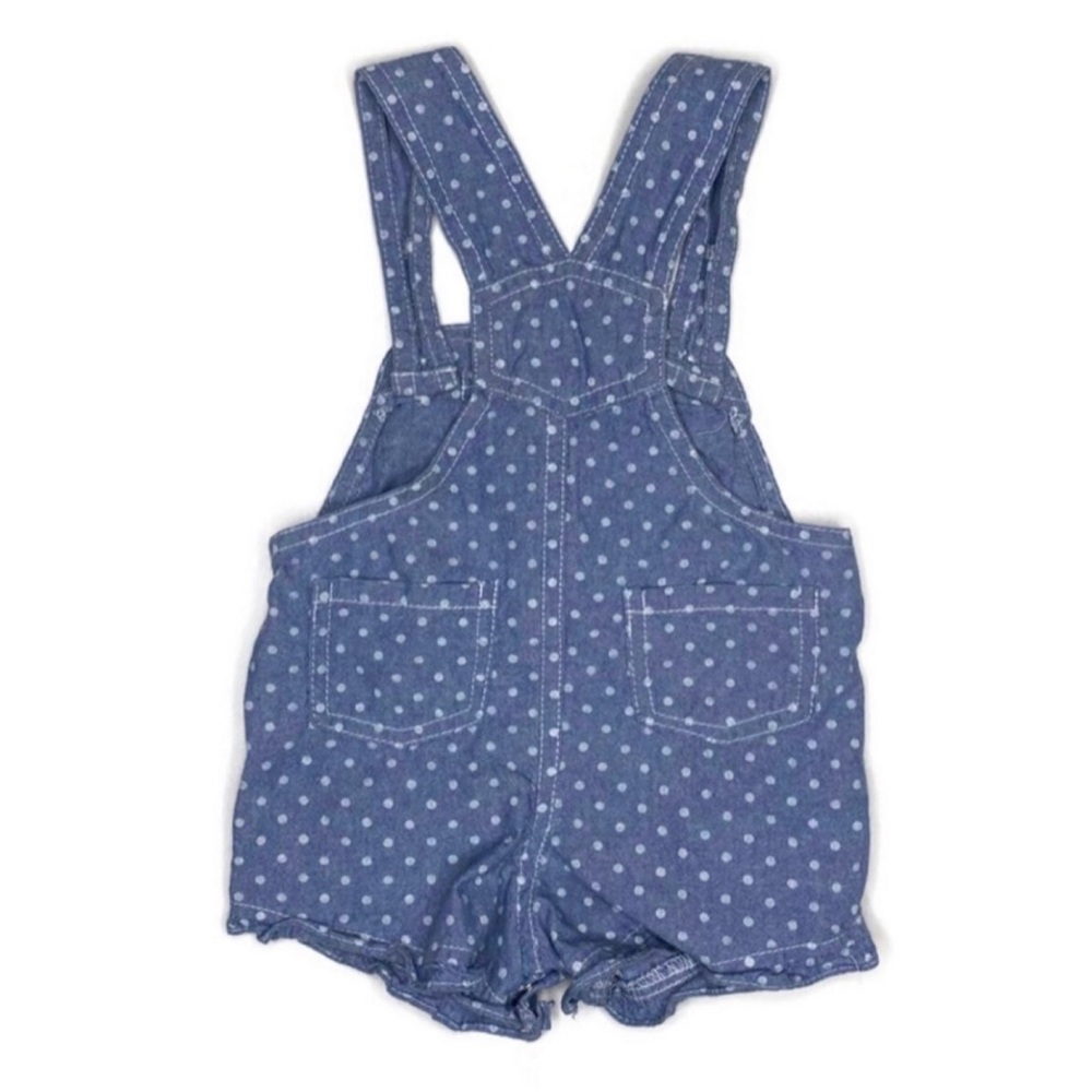 Polka Dot Chambray Shorts Overalls - Picture 3 of 3